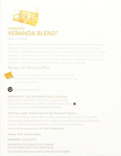 Starbucks® Veranda BlendTM Brewed Coffee VerismoTM 12 Pods 3.81OZ(108g) thumbnail