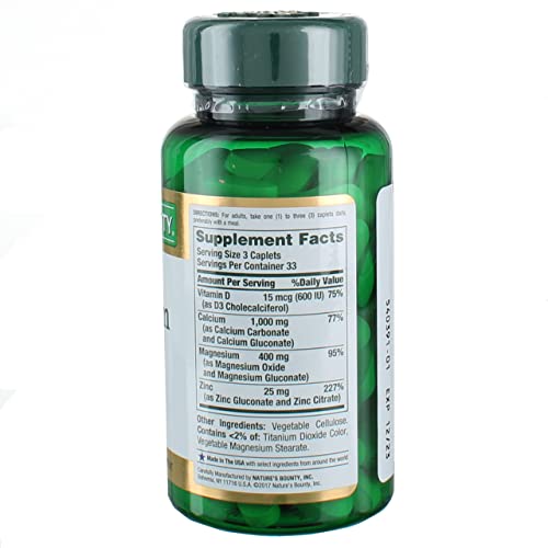 Nature's Bounty Calcium-magnesium-zinc Caplets, 200 Caplets (2 X 100 Count Bottles) thumbnail
