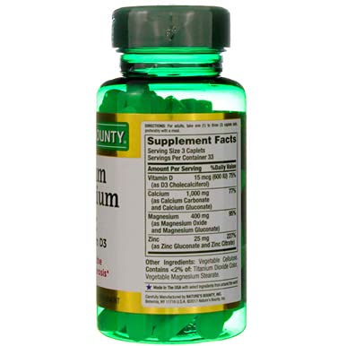 Nature's Bounty Calcium-magnesium-zinc Caplets, 200 Caplets (2 X 100 Count Bottles) thumbnail