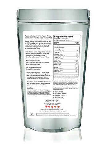Protein Milkshake Low Carb Protein Powder - Strawberry Shortcake 100% Premium Whey Protein, 15 Servings - 1LB