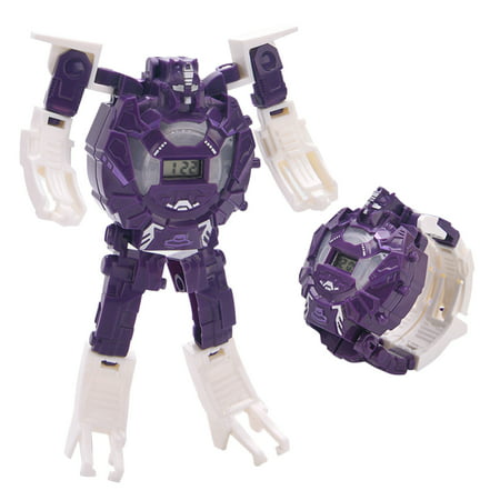 Buodes Monster Truck Remote Control Children S Cartoon with Light Electronic Deformation Watch Deformation Robot Toy