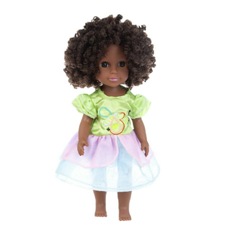 Buodes Tractor Toy Kid Toys Black African Black Baby Cute Curly Black 35CM Vinyl Baby Toy