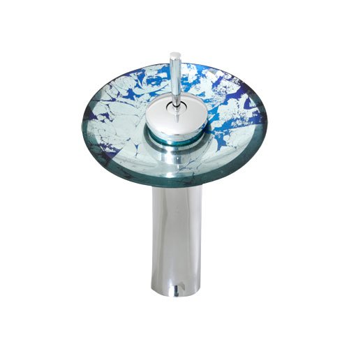 Geyser Tempered Bathroom Glass Vessel Sink and Chrome Waterfall Faucet Combo W/ Matching Pop-up Drain and Mounting Ring thumbnail