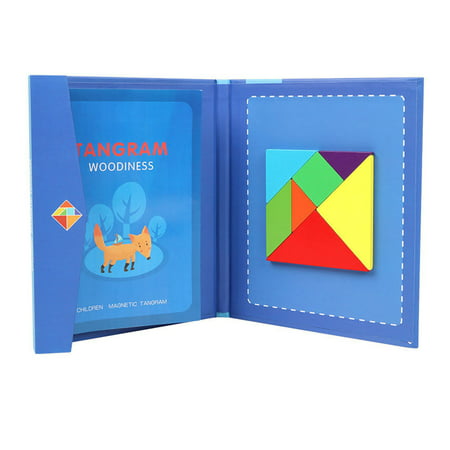 Buodes Toys for Kids Baby Gift Set Wood Magnetic Tangram & T-words Puzzle Game Book Kids Wood Toys Shapes