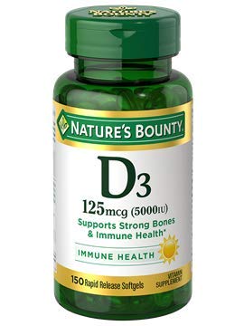 Nature's Bounty Vitamin D3 125mcg (5000 IU), 150 Rapid Release Softgels (Pack of 2) thumbnail
