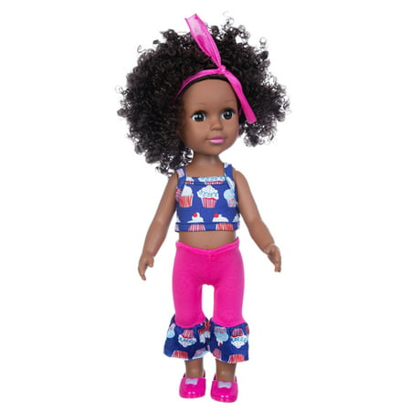Black African Black Baby Cute Curly Black 35CM Vinyl Baby Toy 912-lj#7263 Car Toys Black African Black