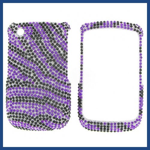 Blackberry 9330/ 9300/ 8530/ 8520 (Curve) Full Diamond Purple Zebra Protective Case