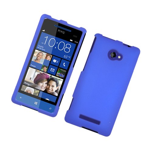 Protector Cover Snap on Hard Rubber Case for HTC Windows Phone 8X Zenith 6990 - Blue