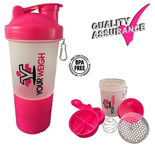 Protein Shaker Blender Bottle for Weight Loss Shakes, Salad Dressing, Flavored Water and More, a Unique Sports Mixer Bottle with Blender Ball & St