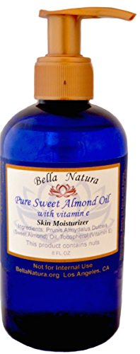 Pure Sweet Almond Oil with Vitamin E -- Skin Moisturizer & Massage Oil -- Helps Soothe Rough & Dry Hands -- Less Mess Pump -- 100% Natural --