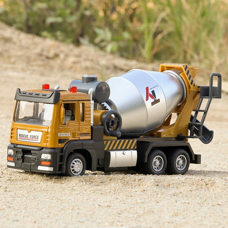 FengLS Alloy Mixer Truck Light Music Pull Back Cement Tanker Large Concrete Toy Car Model 09-Gifts-08A#9797 Now Toys Alloy Mixer Truck