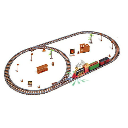 Buodes Train Toys for 3 Year Old Boys Toy Train Set with Lights and Sounds Steam Smoke Christmas Train Set Railway Tracks Battery Operated Toys Gift f