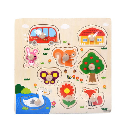 9 Piece Wooden Happy Farm Puzzle Jigsaw Early Learning Baby Kids Toys C 912-lj#1455 Kid Toys 9 Piece Wooden