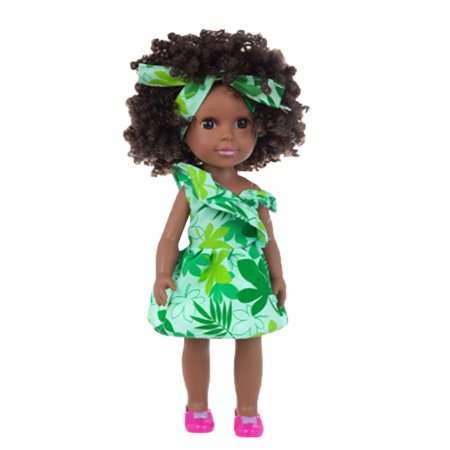 FengLS Black African Black Baby Cute Curly Black 35CM Vinyl Baby Toy A18-Z#6990 2022 Newest Black African Black