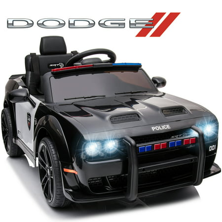 Uhomepro 12 V Electric Ride on Car Licensed Dodge Challenger SRT Hellcat Series Police Car Toys for Kids  Battery Powered Vehicle with Remote Control 