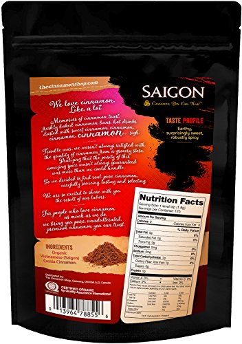 Organic Saigon Cinnamon - Naturally Sweet Flavor - Perfect for Cinnamon Rolls, Apple Pie, Baking, Smoothies - Unprocessed & Hand Harvested - 100% thumbnail