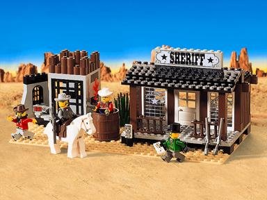 Lego Parts: Window 1 X 4 X 5 with Trans-Clear Glass with Sheriff Pattern (Sticker) - from Sets 6755 & 6764