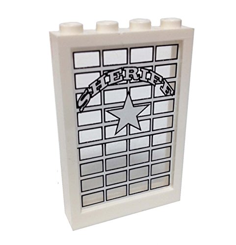 Lego Parts: Window 1 X 4 X 5 with Trans-Clear Glass with Sheriff Pattern (Sticker) - from Sets 6755 & 6764 thumbnail