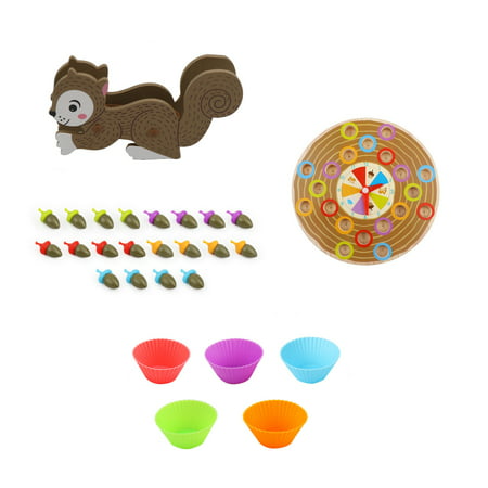 Buodes Toddler Toys Age 1-2 Puppy Teething Toys Squirrel Clip Nut Turntable Children S Concentration Early Education WoodenToys