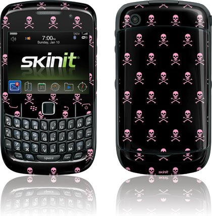 Skinit Protective Skin for Curve 8530 (Skull and Crossbones (pink)) thumbnail