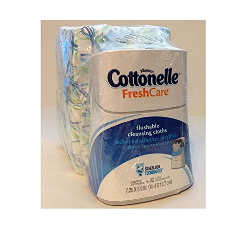 Cottonelle Fresh Care Flushable Cleansing Cloths Dispenser, Best Buy Bundle 8 Packs 42 Count Refills (1 Dispenser and 8 Packs 336)