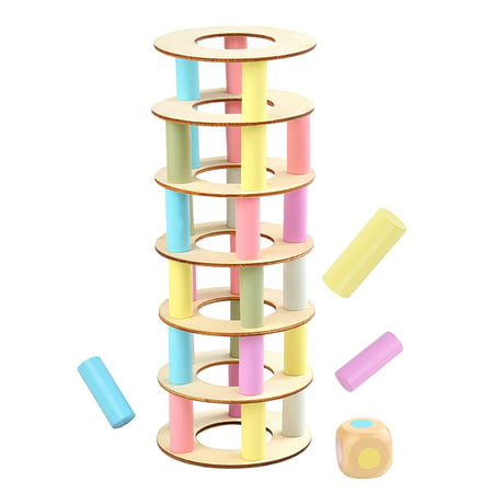 Buodes Toys for 7 Year Old Boys Kids Ride on Toys Wooden Tower Stacking Game Dice Toppling Leaning Tower Toy Fine Motor Skill Toy