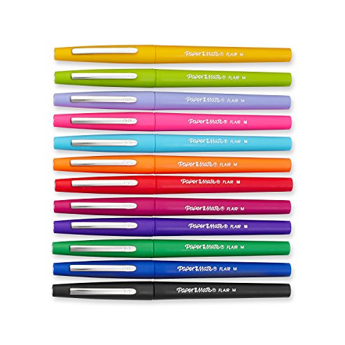 Paper Mate Flair Porous-Point Felt Tip Pen, Medium Tip, 12-Pack, Fashion Colors (74423)