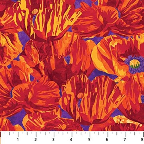1 Yard Poppy Passion by Elaine Quehl from Northcott 100% Cotton Quilt Fabric 5075 85