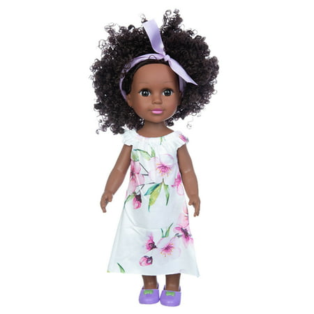 Usupdd Black African Black Baby Cute Curly Black 35CM Vinyl Baby Toy WANG220810-2518