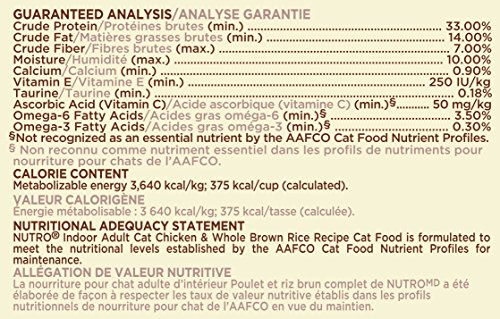 Nutro Wholesome Essentials Indoor Adult Chicken & Brown Rice Natural Dry Cat Food 6.35kg Large (4.01-8kg) thumbnail