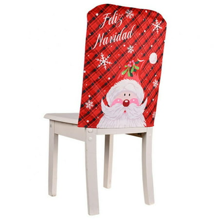 Christmas Chair Cover Dining Chair Back Covers Christmas Printed Chair Case Christmas Winter Party Chair Sleeve Santa Claus