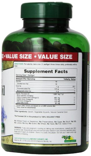 Nature's Bounty Flaxseed Oil 1000mg, 200 Softgels thumbnail
