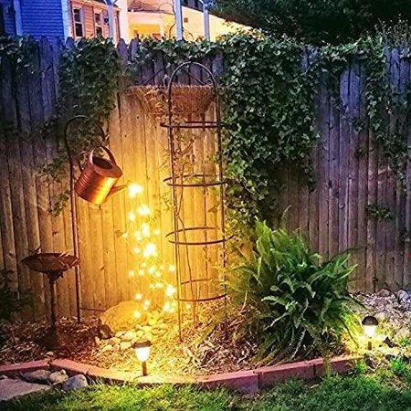 Gespout Watering Can Solar Lights Outdoor Garden  Vintage Metal Garden Lights Solar Waterproof  Star Shower Lights for Path Yard Patio Backyard Outdoo