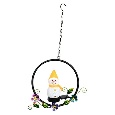Buodes Solar Lights Outdoor Solar Lights Outdoor Solar Garden Hanging Light LED Christmas Lawns Snowman Decoration Light Wind Chime Light
