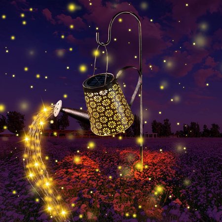 Star Shower Garden Lights Solar Watering Can Lights Outdoor Decorative Hanging Landscape Path Lights with Brackets LED Fairy Lights Waterproof String 