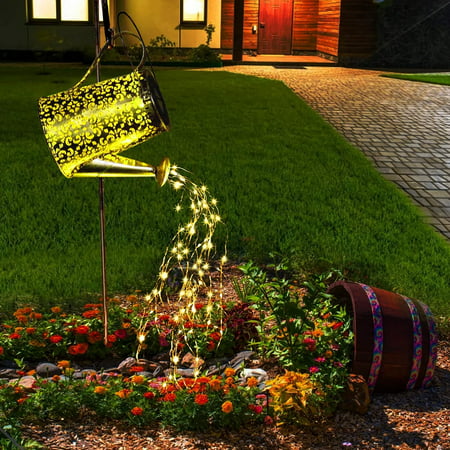 Solar Watering Can with Fairy Lights Garden Decor Yard Path Trees Lawn Watering Can Light for Yard Paths Solar Fairy Garden LED Outdoor Fairy Lights S