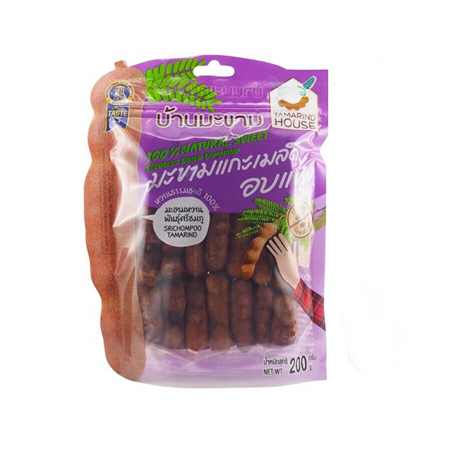 Seedless Dried Sweet Tamarind 100% Natural Fruit Snack No Sugar Added 200g. thumbnail