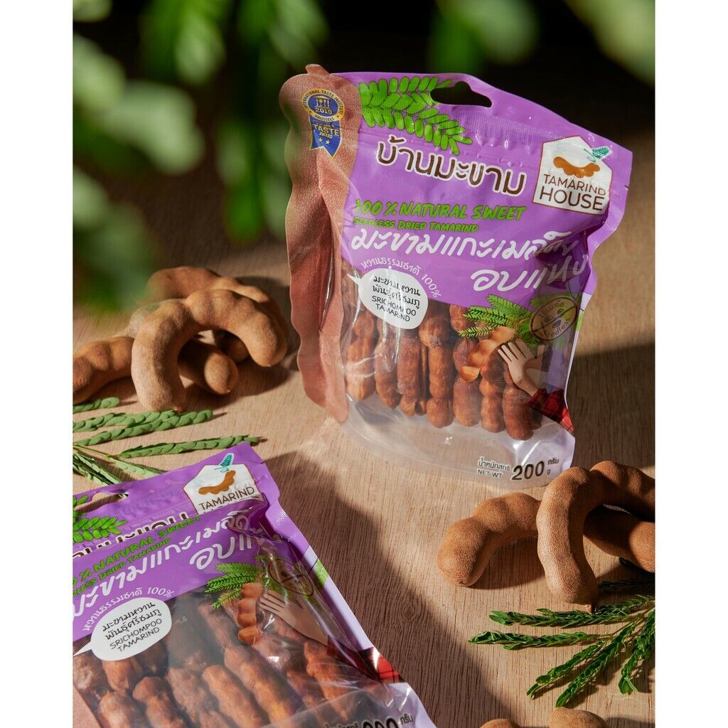 Seedless Dried Sweet Tamarind 100% Natural Fruit Snack No Sugar Added 200g. thumbnail