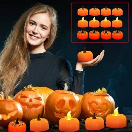 12pc Halloween Battery Pumpkin Lantern Outdoor Decoration LED Candle Light Halloween Decorations-a#3460 2022 Halloween 12pc Halloween Battery