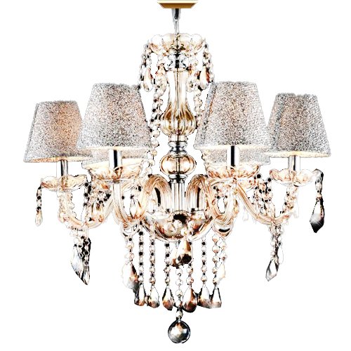 LightInTheBox 6 Lights,Decorative Crystal Chandelier in Cognac Color with Lamp Shade , Crystal & GlassHome Ceiling Light Fixture Flush Mount, Pend