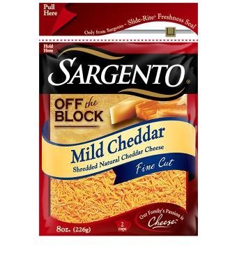 Sargento Cheese Mild Cheddar Shredded Fine Cut 8 Oz Pack of 3
