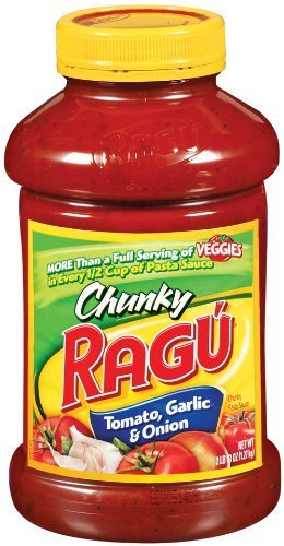Ragu Chunky Pasta Sauce, Tomato Garlic & Onion, 45 Ounce Bottles (Pack of 4) by Ragu