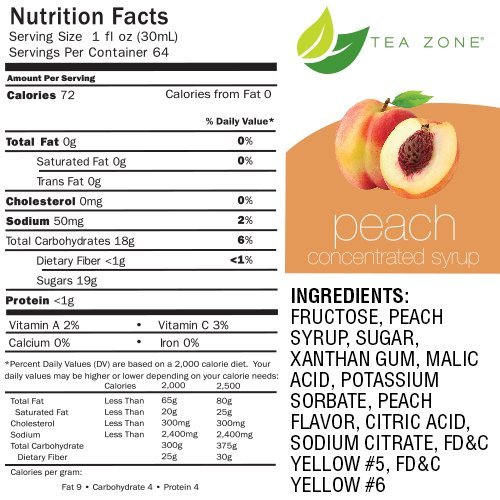 Tea Zone PEACH Concentrated Real Fruit Juice Syrup 64 Fl. Oz thumbnail