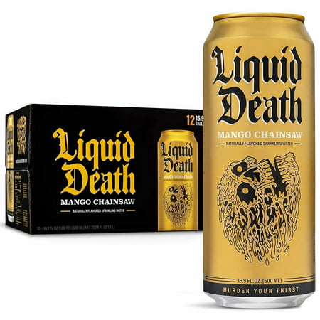 Liquid Death Sparkling Water  Mango Chainsaw 16.9 Oz. Tallboys (12-Pack)