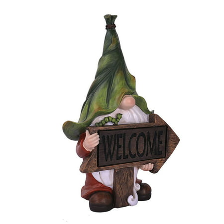 Buodes Farmhouse Decor Living Room Garden Dwarf Statue-Resin Dwarf Statue Carrying Magic Ball and Solar LED Light