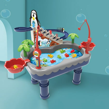 Fiudx Penguin Slide Magnetic Fishing Toy Pool Set Children S Baby Gifts for Guys 2554