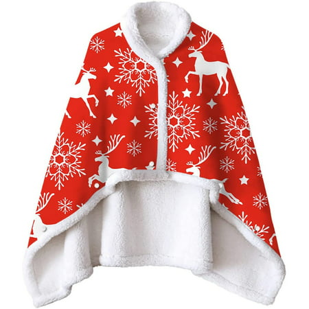 U#6249，Christmas Adults Baby Blanket Warm Cardigan Cape Wearable Blanket Soft Plush Blanket Throw Wrap Cover，P#6249 BG8