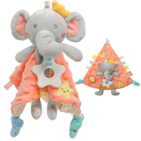 EIMELI Baby Comfort Security Taglet Blanket Soft Appease Towel with Colorful Tags Lovey Plush Animal Toys Blankets for Unisex Newborn Toddlers Infant 