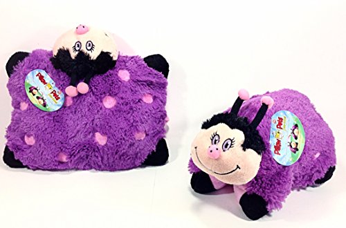 Ladybug Easter or Birthday Plush Stuffed Animal Pee Wee PIllow Pet, Hair Bow Clips, Socks & Giant Tootsie Rolls Chocolate Candy thumbnail