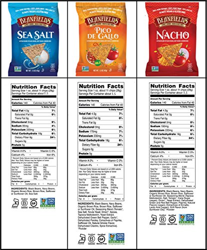 Beanfields Bean & Rice Chips, Healthy Vegan Snacks, Corn Free, Variety Pack of 5 with Unsalted, Salt N' Pepper, Pico De Gallo, Sea Salt and Nacho thumbnail